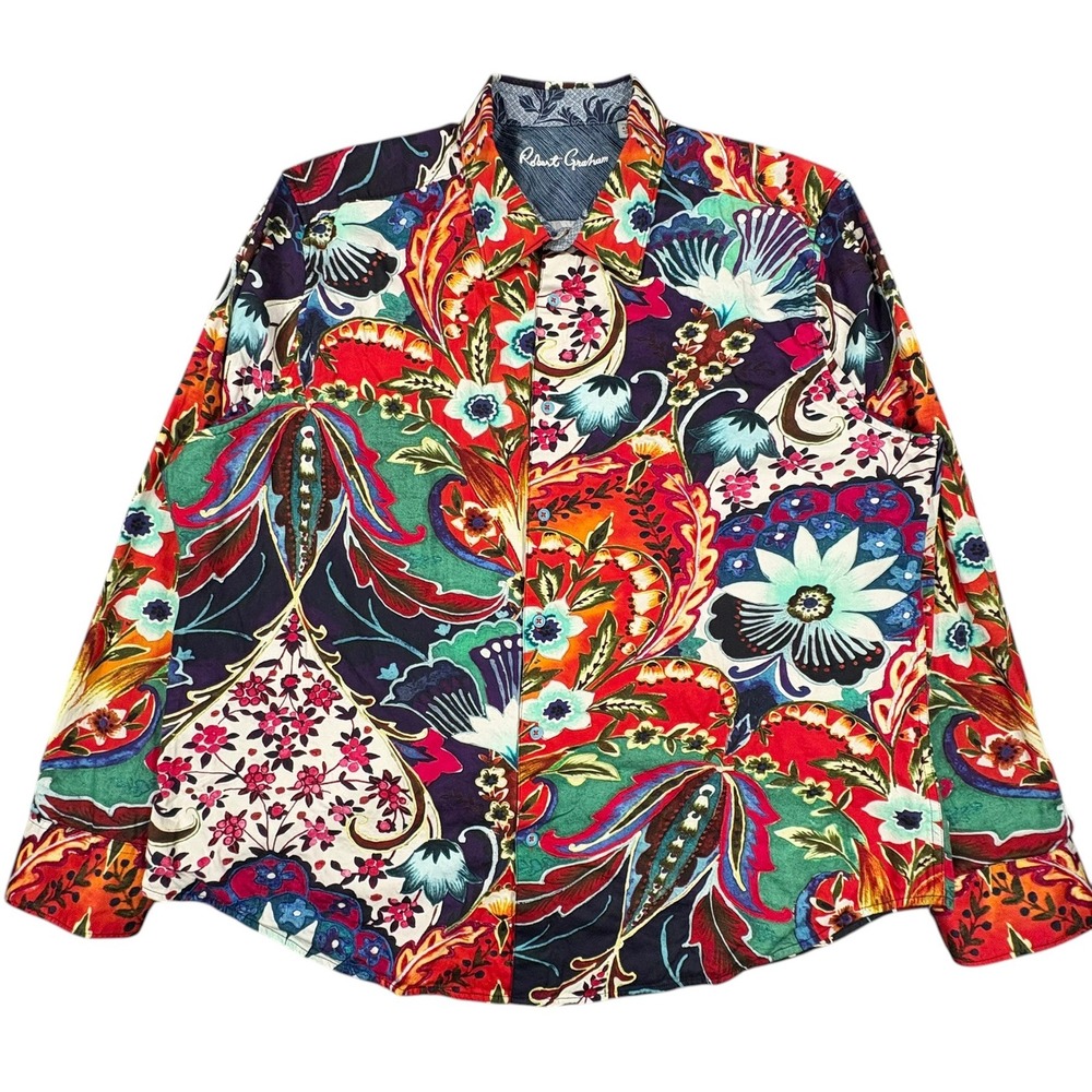 Robert Graham Kenzie Shirt Mens 4XL Multicolor Floral Embroidered